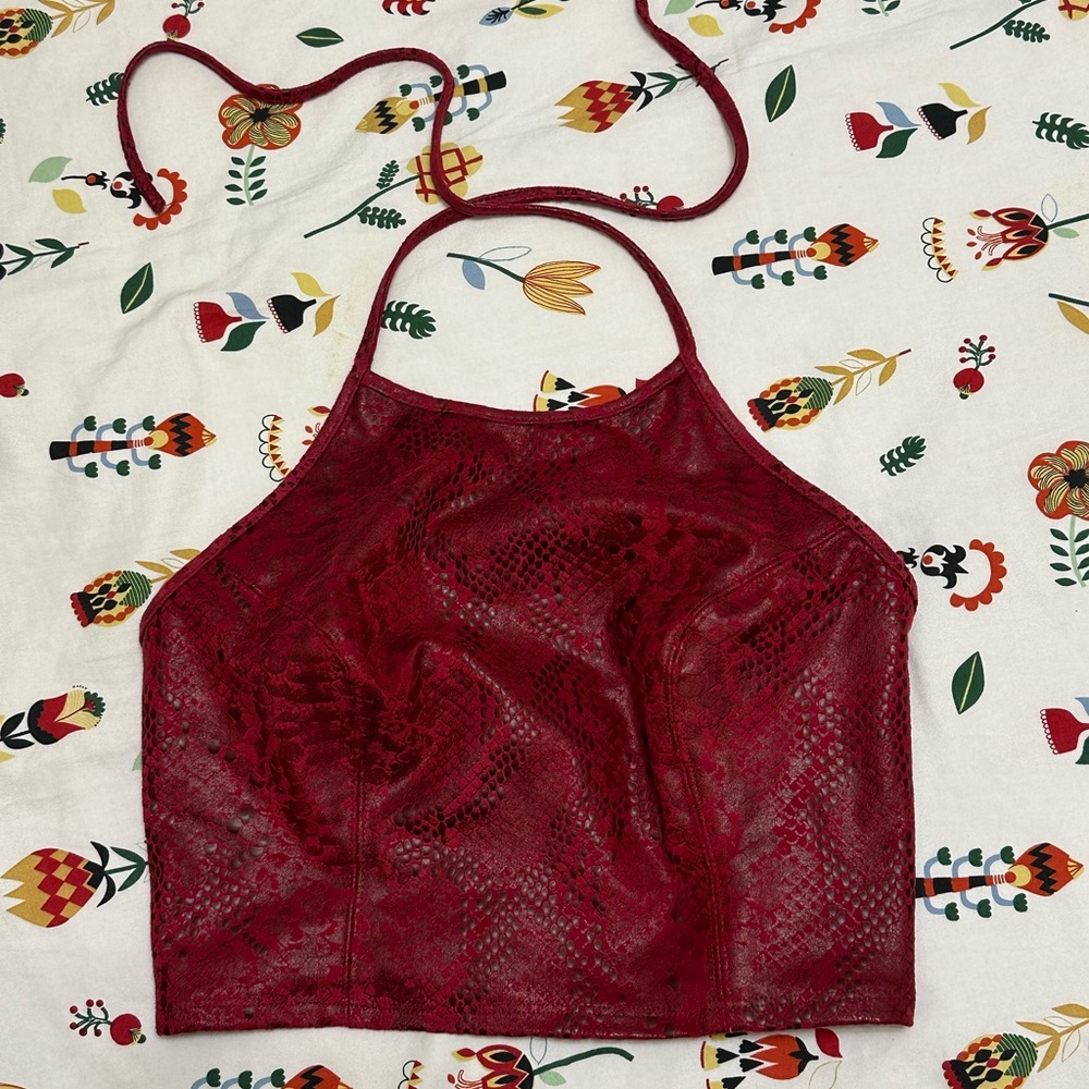 So snake skin red crop top